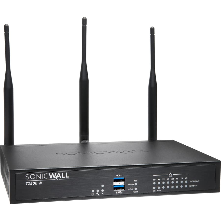 SonicWall TZ500 WL-AC desktop firewall with 8 Gigabit Ethernet ports