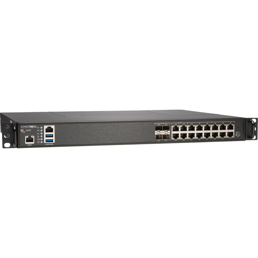SonicWall NSA 2650 desktop next-gen firewall with 8 GbE ports