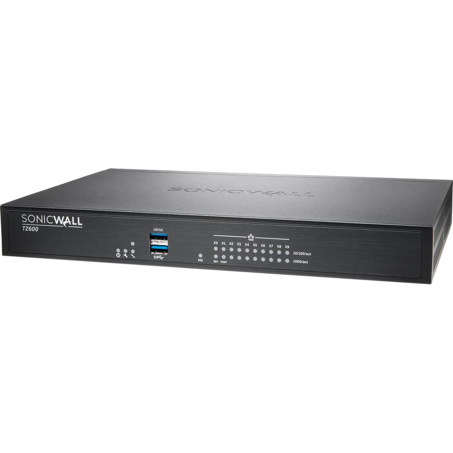SonicWall TZ600 PoE appliance for branch firewall protection and 10 GbE connectivity