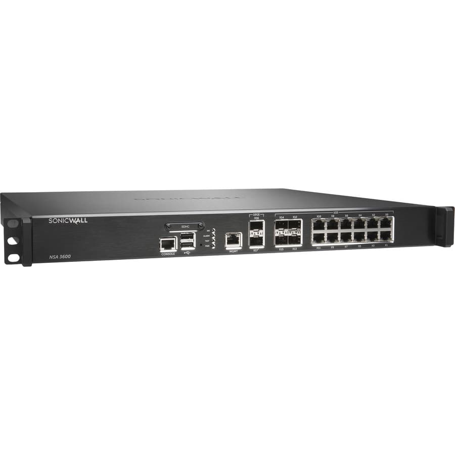 SonicWall NSA 3600 restricted license use next-gen firewall with 24 GbE ports
