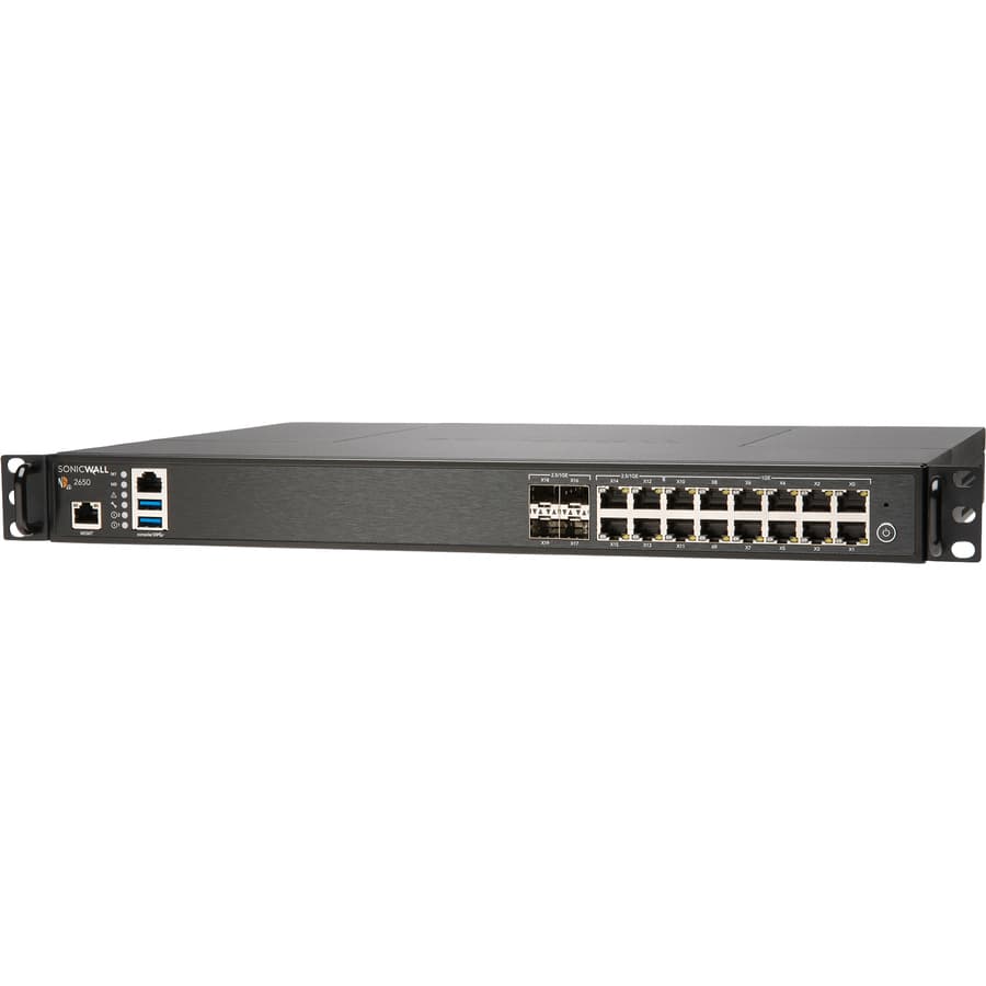 SonicWall NSA 2650 desktop next-gen firewall with 8 GbE ports