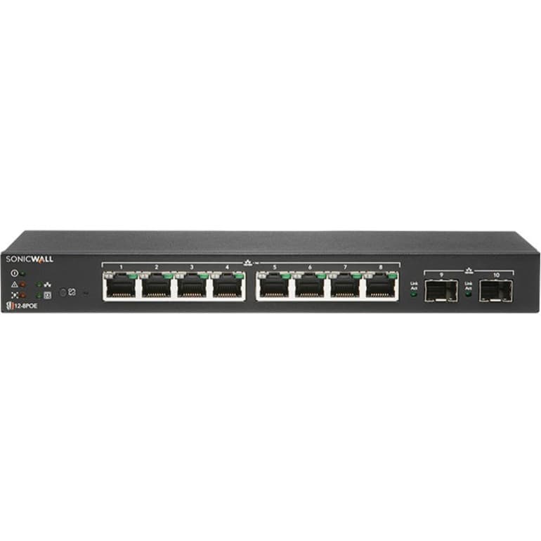 SonicWall 8 Port Gig PoE Switch 2 SFP 02-SSC-2463 | Managed PoE, SD-Branch
