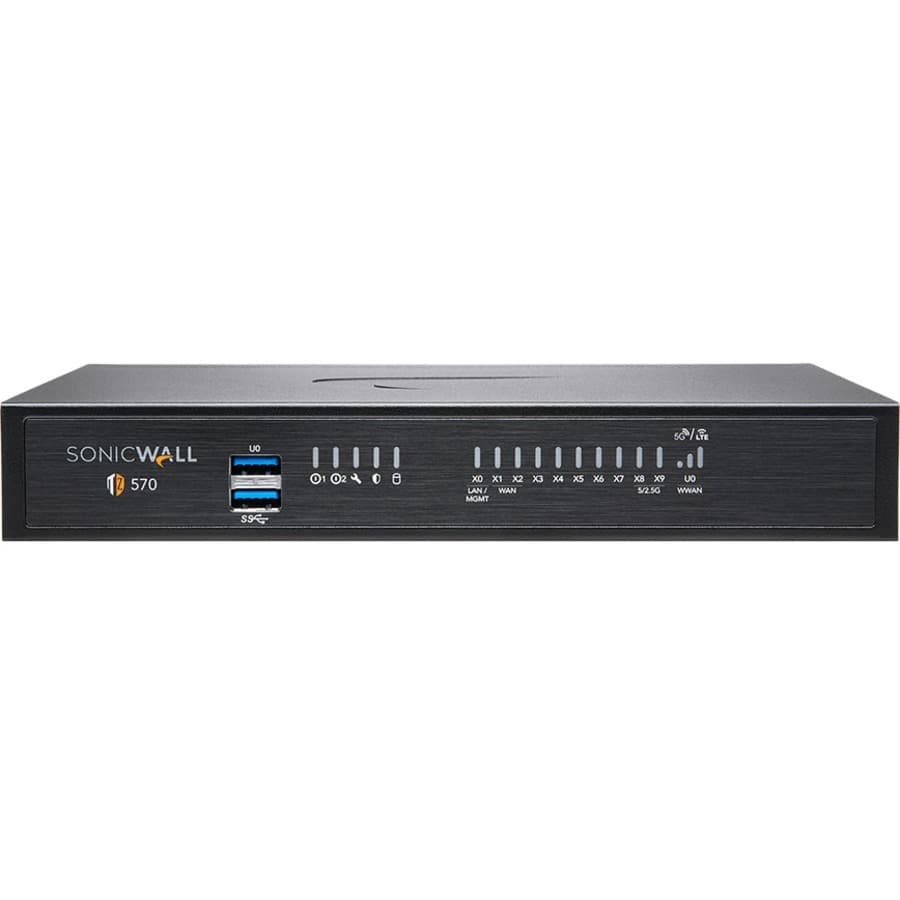 SonicWall TZ570 TotalSecure ESSN 3YR desktop firewall appliance with 8 ports and SFP+ expansion