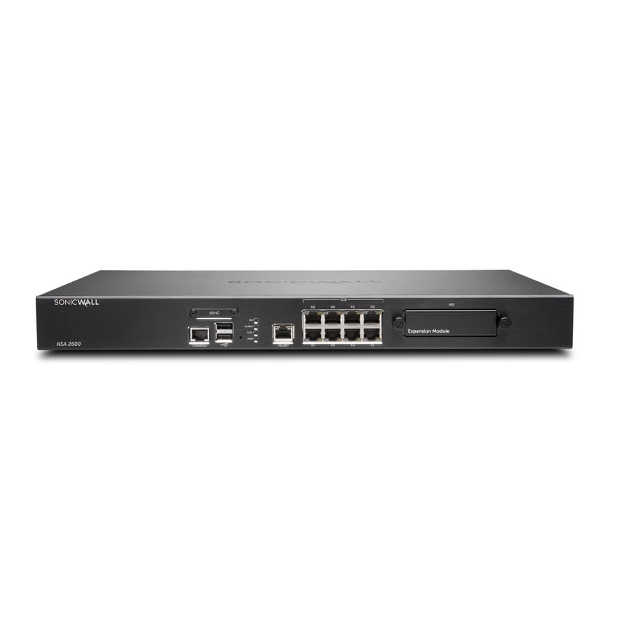 SonicWall NSA 2600 hardware firewall appliance for branch network security