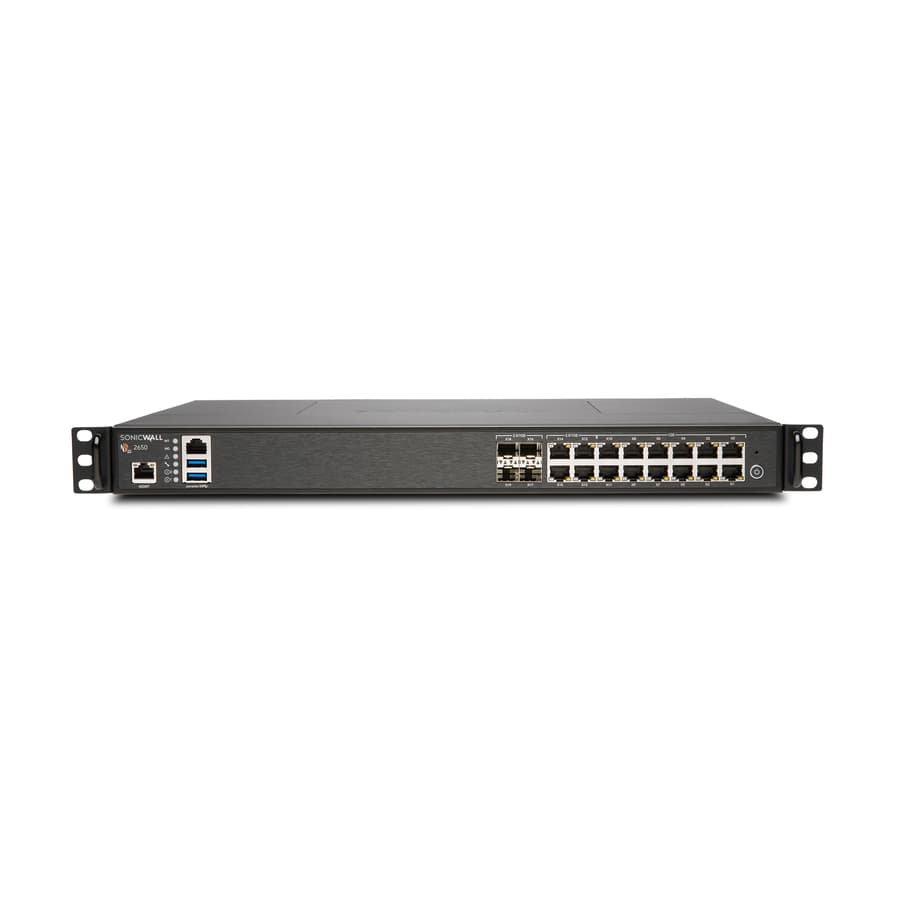 SonicWall NSA 2650 desktop next-gen firewall with 8 GbE ports