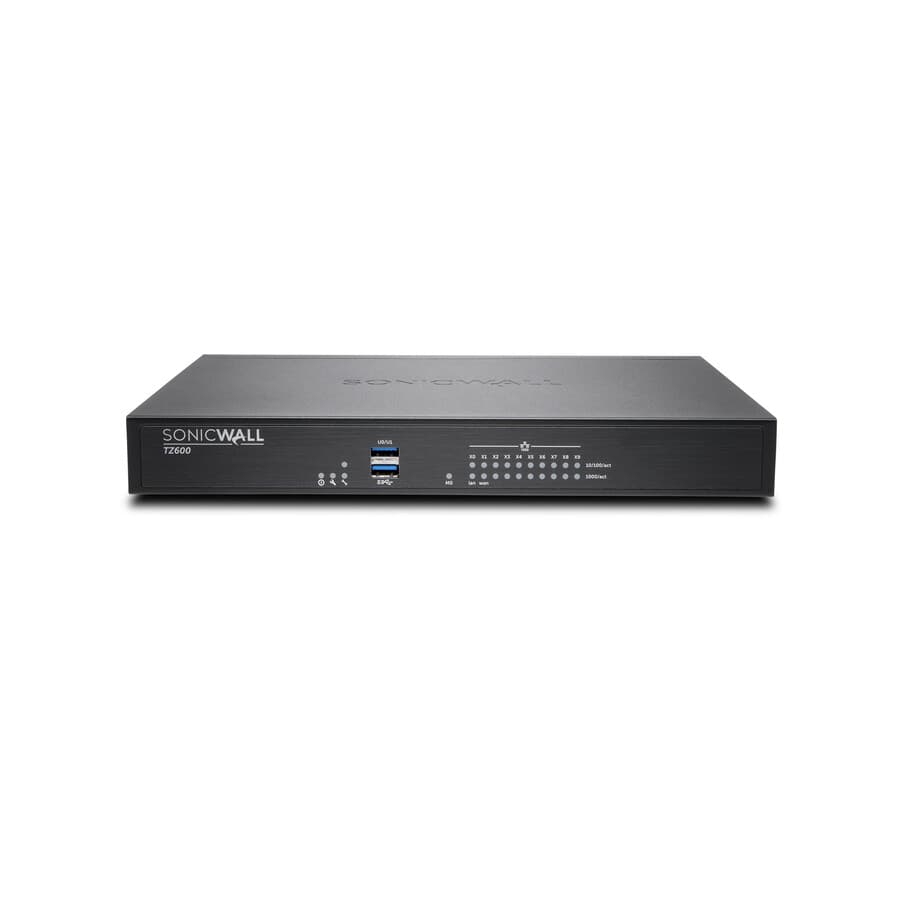 SonicWall TZ600 PoE appliance for branch firewall protection and 10 GbE connectivity