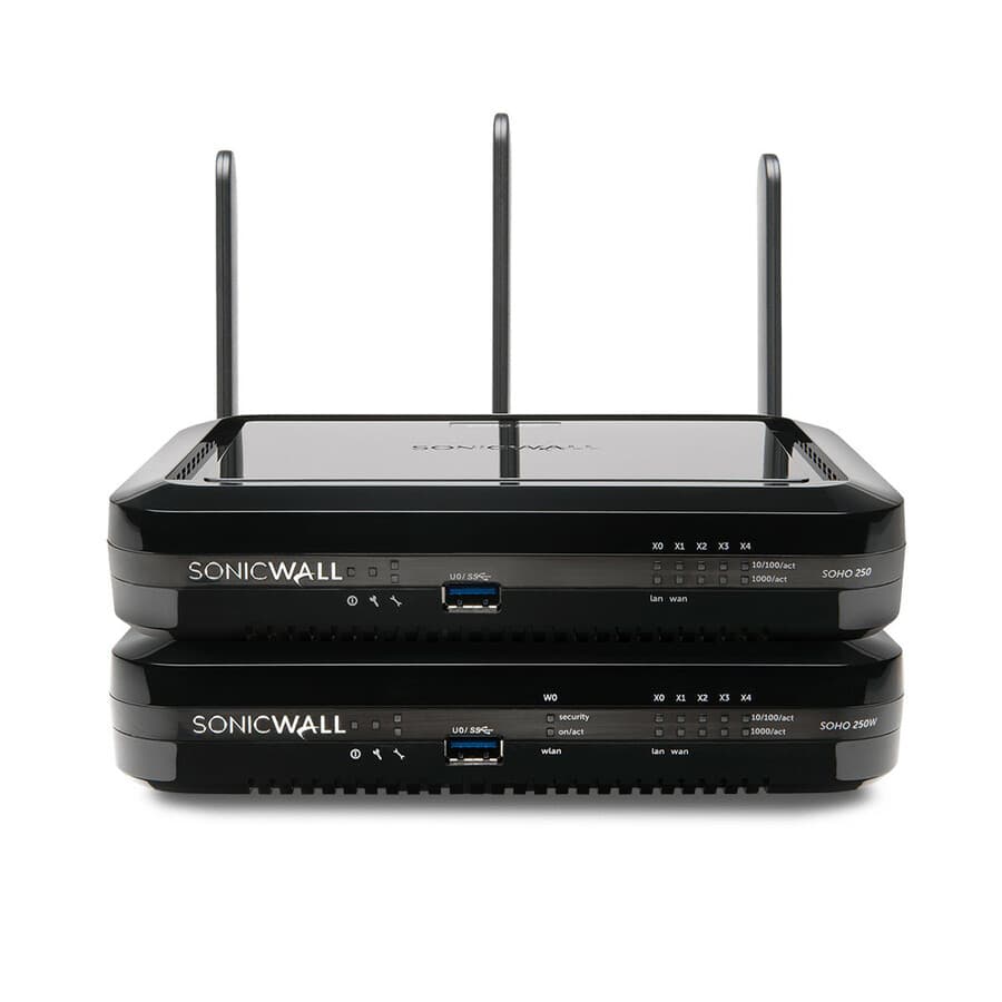 SonicWall SOHO 250 WRLS-N desktop firewall appliance with wireless support