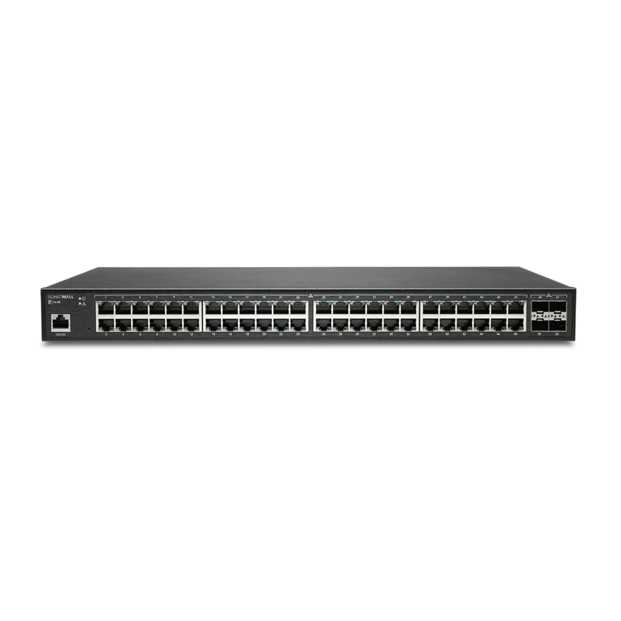 SonicWall 48 port Gigabit managed switch with 4 SFP+ uplinks for branch networking