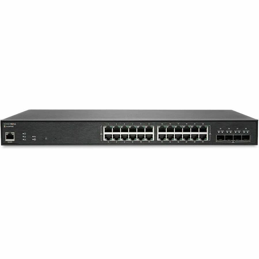 SonicWall SWS14-24FPOE 24-port Gigabit PoE switch with 4 SFP uplinks